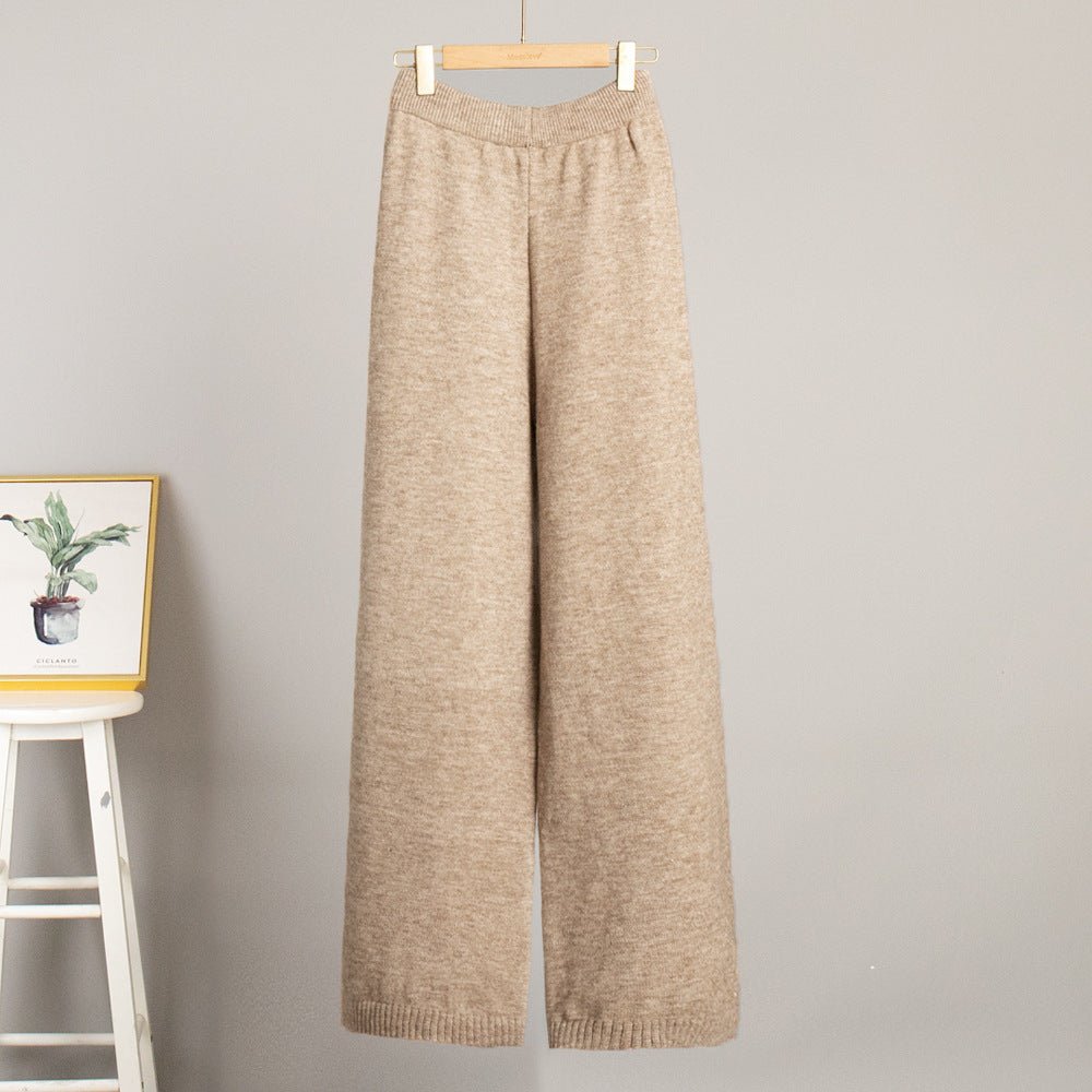 High - neck sweater co - ords loose casual lazy thickened wide leg trousers suit - Negative Apparel