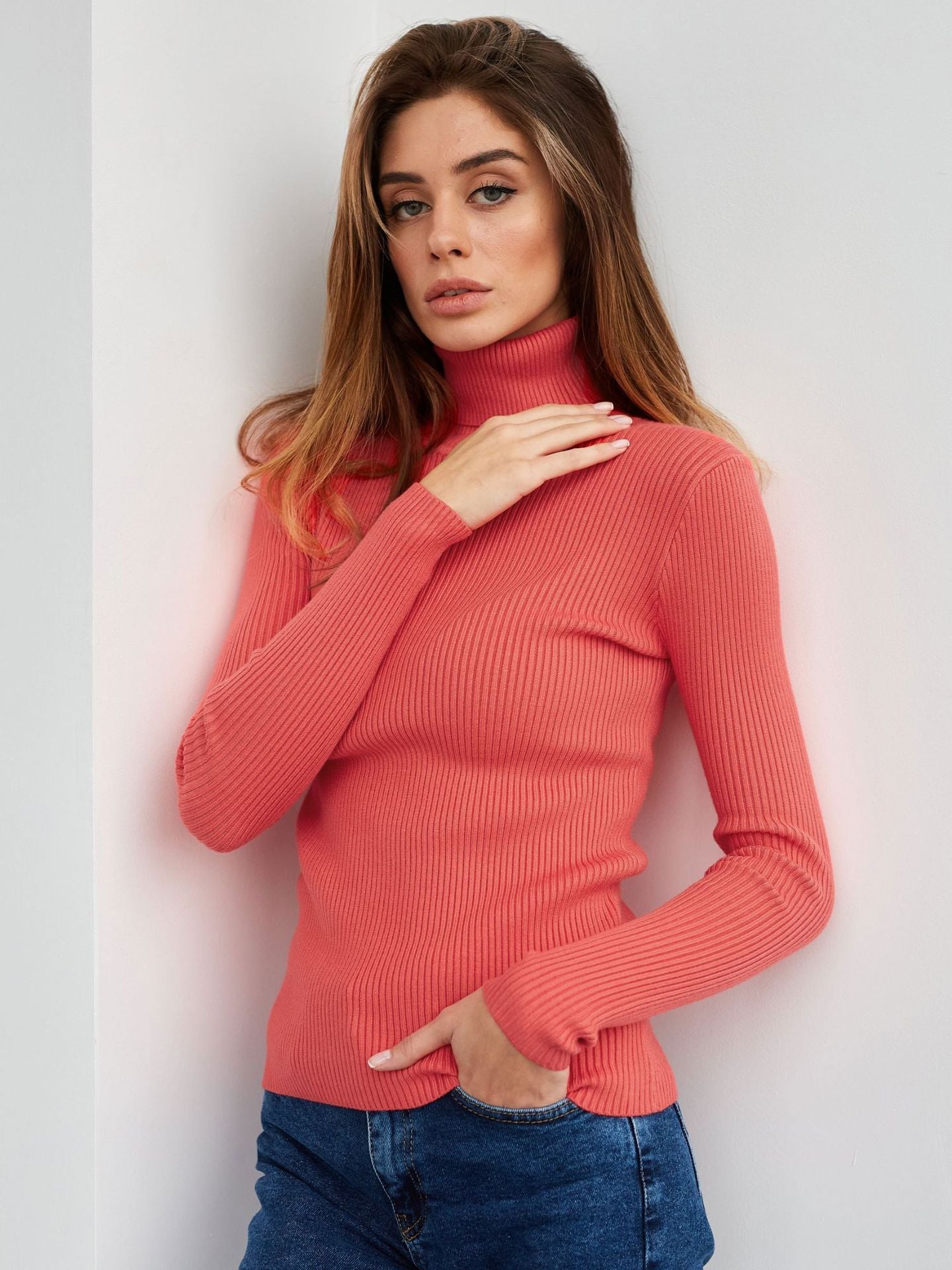 High - necked knitted pullover sweater for women - Negative Apparel