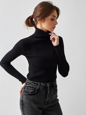 High - necked knitted pullover sweater for women - Negative Apparel