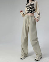 High waist casual parachute pants slim loose wide leg pants - Negative Apparel