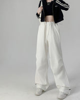 High waist casual parachute pants slim loose wide leg pants - Negative Apparel