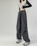 High waist casual parachute pants slim loose wide leg pants - Negative Apparel