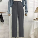 High waist drape casual wide leg suit pants for women - Negative Apparel
