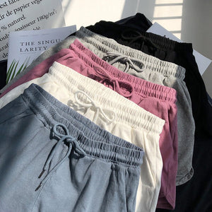 High waist elastic waist sports shorts women's loose casual outer wear 2025 new wide leg pants home shorts summer - Negative Apparel