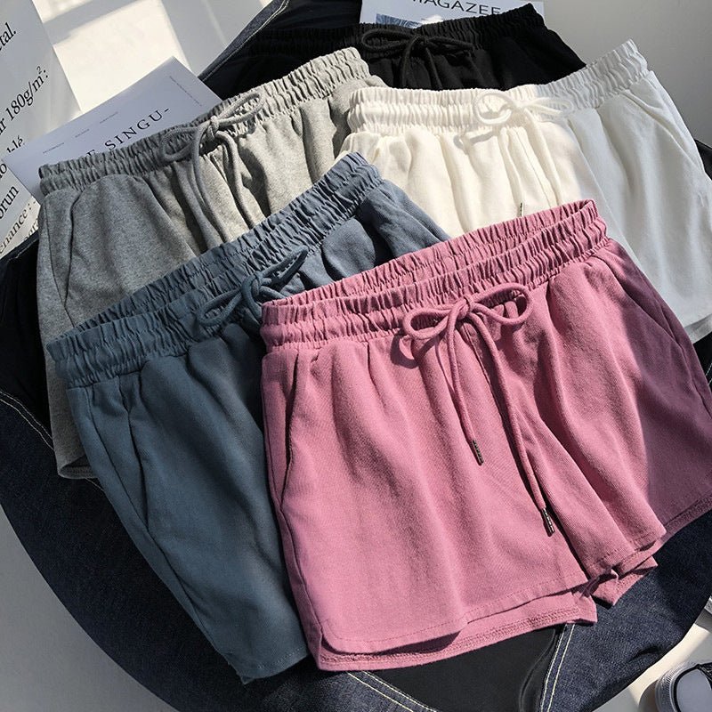 High waist elastic waist sports shorts women's loose casual outer wear 2025 new wide leg pants home shorts summer - Negative Apparel