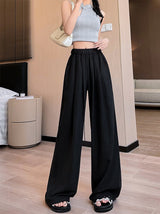 High waist loose casual slim straight mopping drape wide leg pants - Negative Apparel