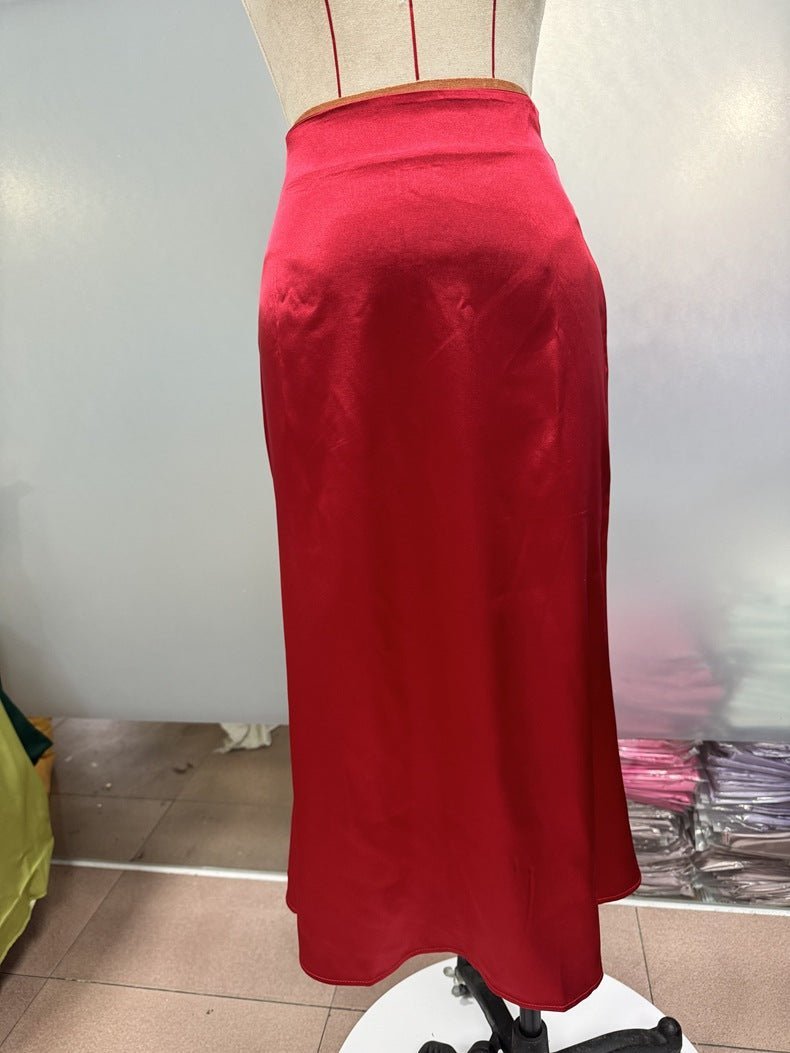 Hip fishtail skirt satin mid - length skirt - Negative Apparel