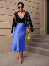 Hip fishtail skirt satin mid - length skirt - Negative Apparel