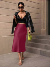 Hip fishtail skirt satin mid - length skirt - Negative Apparel