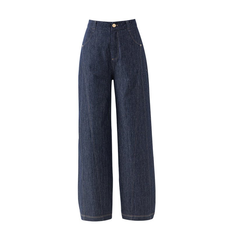 Hips and thin wide - leg jeans women's spring new linen drape pear - shaped figure high - waisted straight pants - Negative Apparel