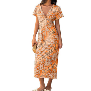 Holiday style sxy V - neck one - step skirt color block midi skirt - Negative Apparel