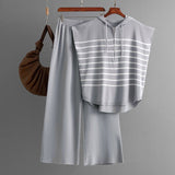 Hooded sleeveless vest fashion 2 piece suit loose casual striped two - piece set women - Negative Apparel