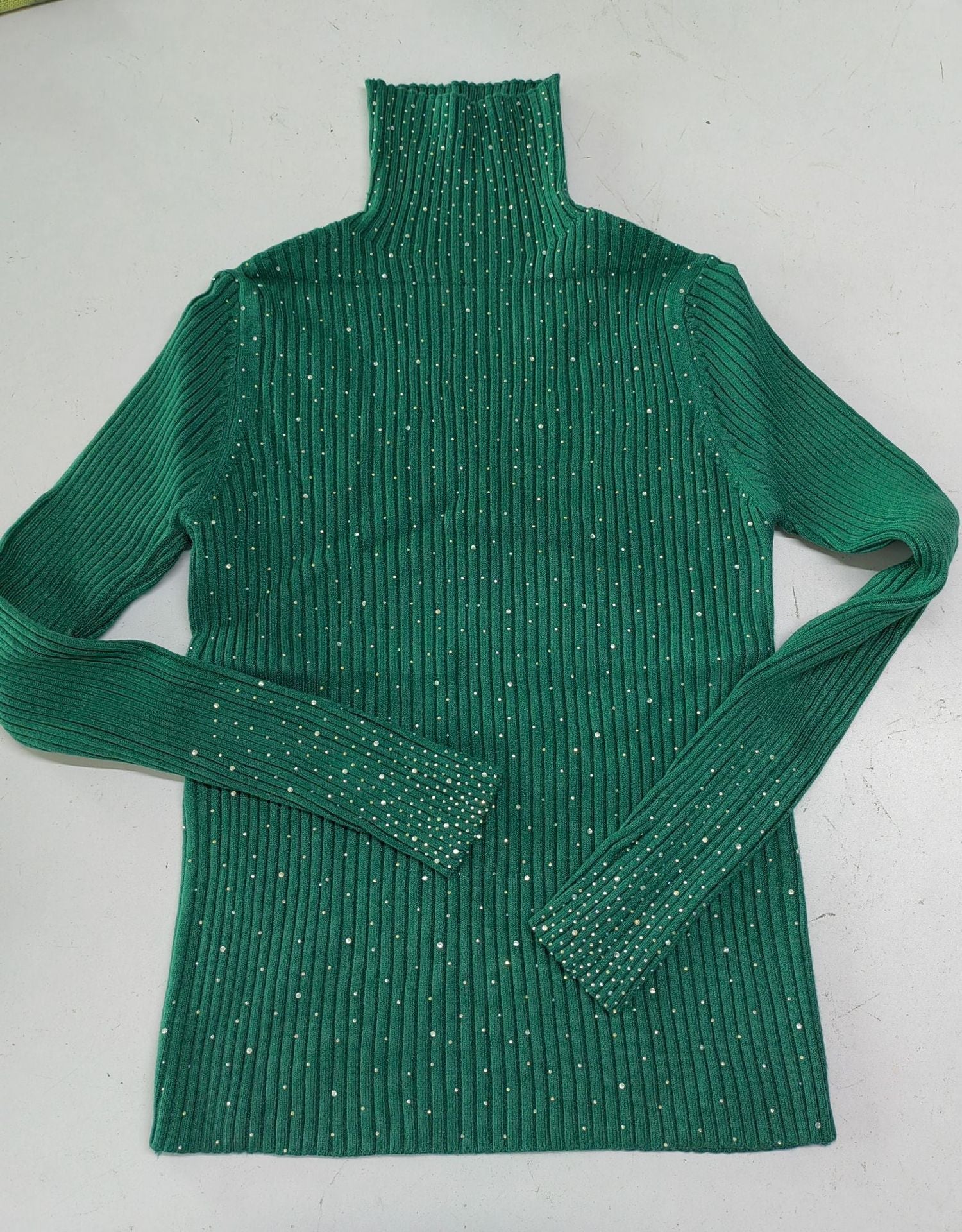 Hot diamonds thickened two hairs piled collar diamond - encrusted sweater women's knitted bottoming shirt with autumn and winter foreign turtleneck top - Negative Apparel