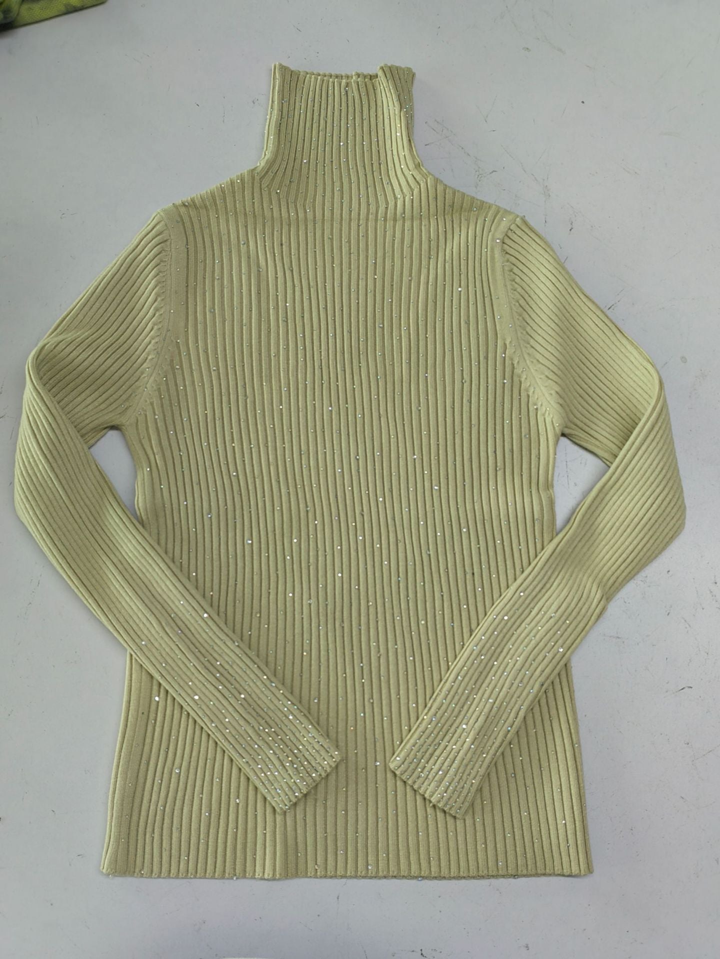 Hot diamonds thickened two hairs piled collar diamond - encrusted sweater women's knitted bottoming shirt with autumn and winter foreign turtleneck top - Negative Apparel
