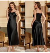 Ice Silk Pajamas Ladies Summer Sexy Lace Long Suspender Pajamas SQ22019 - Negative Apparel