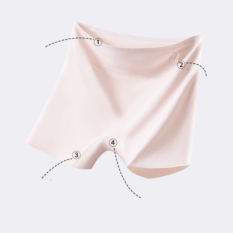 Ice silk safety pants women's anti - light and non - curling two - in - one underwear pure cotton crotch high waist seamless leggings - Negative Apparel