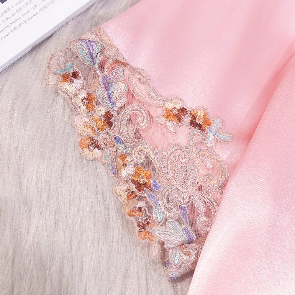 Ice Silk Short Sleeve Pajamas Women's Summer Lace Thin Ice Silk Loungewear Women's SQ22136 - Negative Apparel