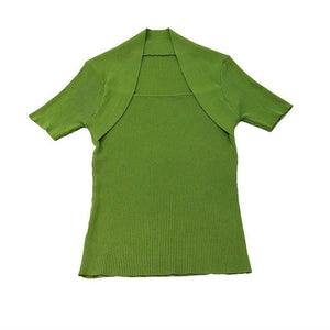 Ice silk shoulder knitted t-shirt women's short - sleeved tight bottoming shirt - Negative Apparel