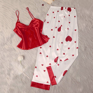 ice silkpajamas women's spring and summer new pajamas women's suspenders trousers loungewear set DT22179 - Negative Apparel