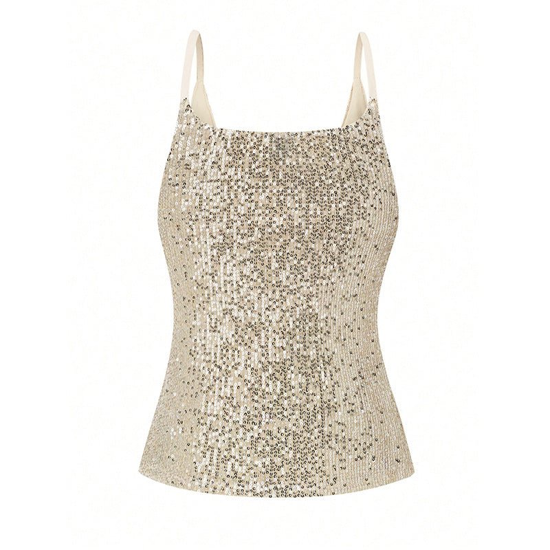 independent station an and n sexy camisole vest 2025 summer women's clothing sequin sleeveless v - neck top - Negative Apparel