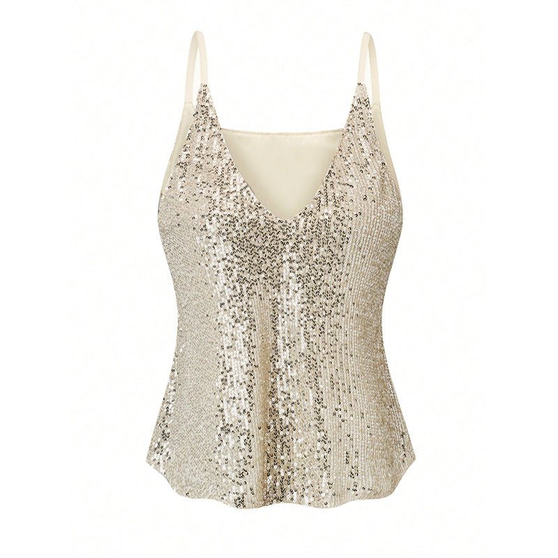 independent station an and n sexy camisole vest 2025 summer women's clothing sequin sleeveless v - neck top - Negative Apparel