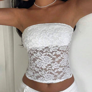 Independent station wish an and n lace tube top 2025 summer sexy slim sleeveless women's clothing - Negative Apparel