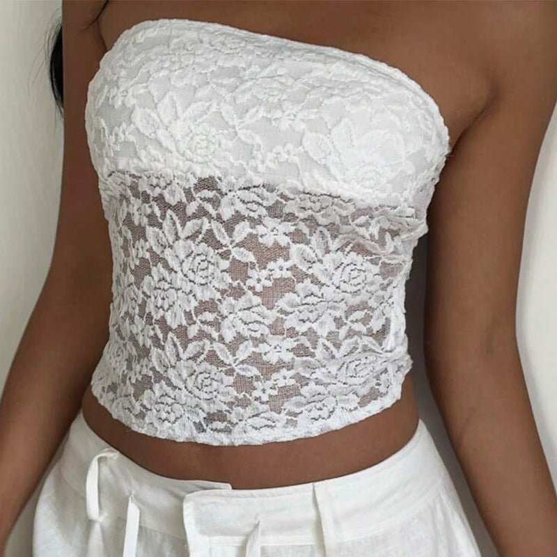 Independent station wish an and n lace tube top 2025 summer sexy slim sleeveless women's clothing - Negative Apparel