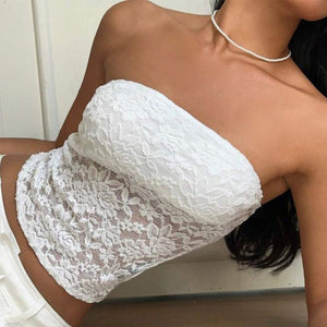 Independent station wish an and n lace tube top 2025 summer sexy slim sleeveless women's clothing - Negative Apparel