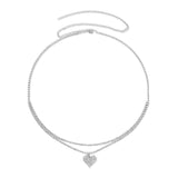 ins double - layer diamond heart - shaped waist chain all - match metal body chain waist chain - Negative Apparel