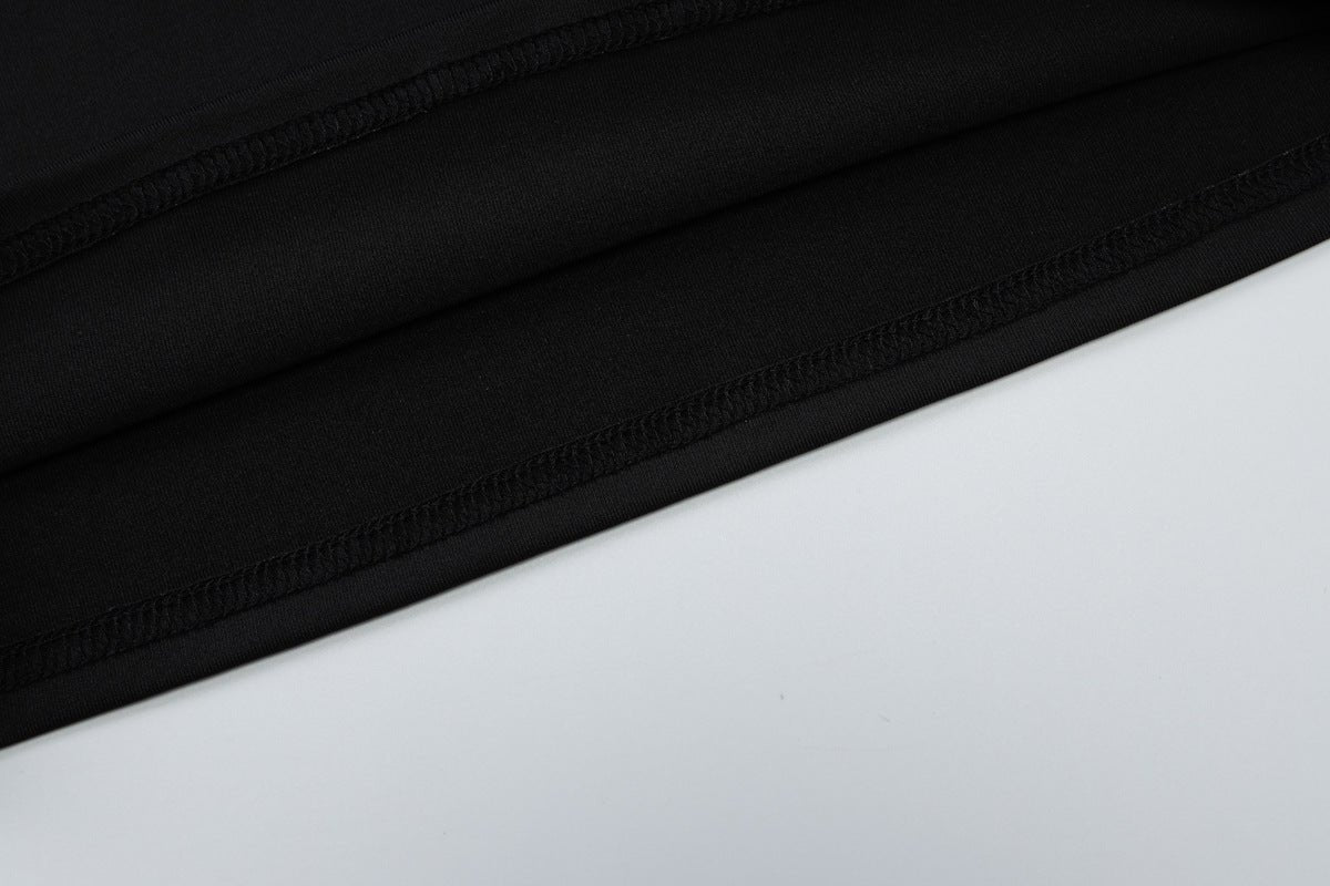 Irregular oblique shoulder pleated slim T-shirt top - Negative Apparel