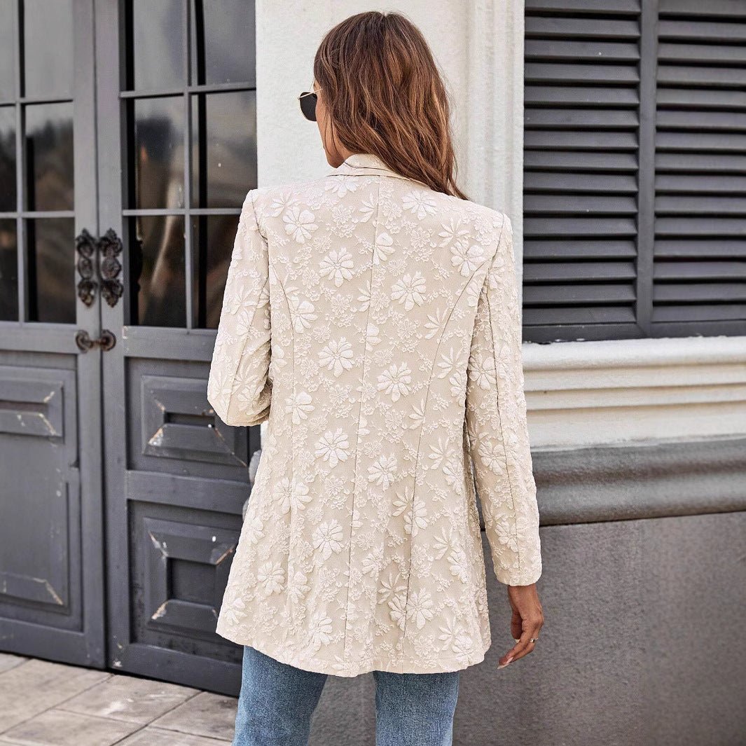 jacquard suit single buckle shows thin temperament commuter workplace jacket women - Negative Apparel