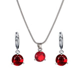 Jewelry combination necklace earrings set round multi - color zircon pendant - Negative Apparel