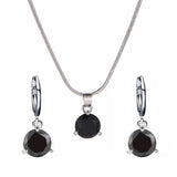 Jewelry combination necklace earrings set round multi - color zircon pendant - Negative Apparel