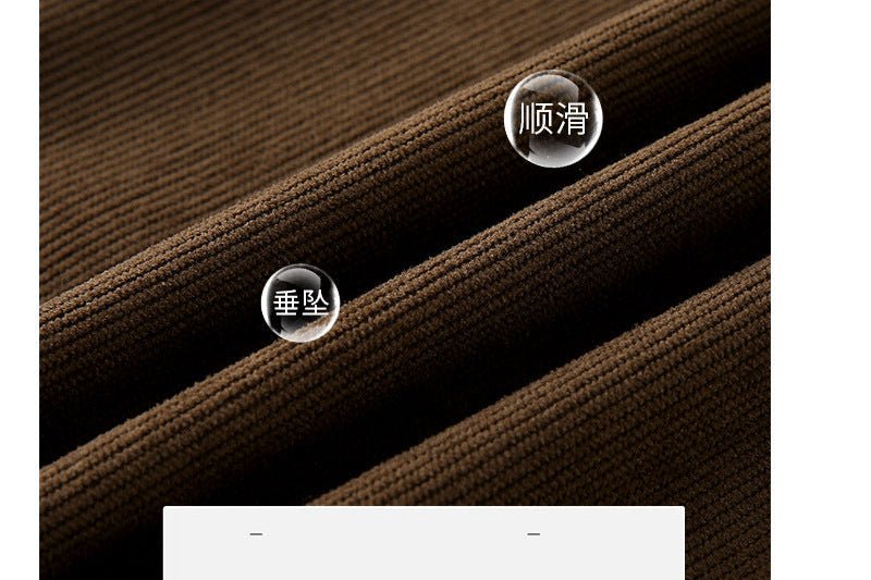 Khaki corduroy pants women's spring and autumn new loose lazy style suit pants drape and thin high - end wide - leg pants - Negative Apparel
