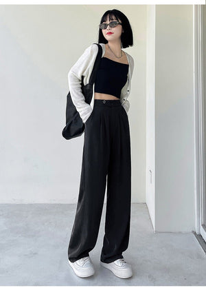 Khaki suit pants high - end pants women spring and autumn new loose casual pants drape women's clothing wide - leg pants women's pants - Negative Apparel
