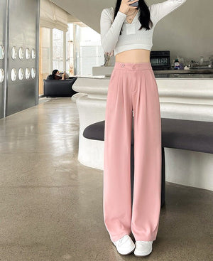 Khaki suit pants high - end pants women spring and autumn new loose casual pants drape women's clothing wide - leg pants women's pants - Negative Apparel