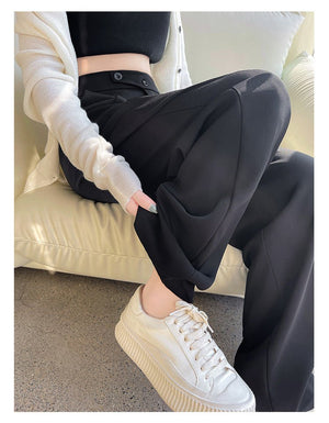 Khaki suit pants high - end pants women spring and autumn new loose casual pants drape women's clothing wide - leg pants women's pants - Negative Apparel