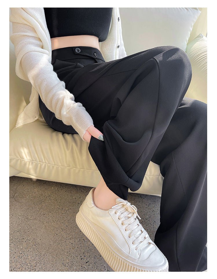Khaki suit pants high - end pants women spring and autumn new loose casual pants drape women's clothing wide - leg pants women's pants - Negative Apparel