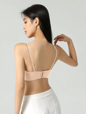 Khaki Women Front Closure Wireless Push Up Padded Bra For Small Bust - Negative Apparel