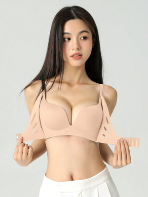 Khaki Women Front Closure Wireless Push Up Padded Bra For Small Bust - Negative Apparel