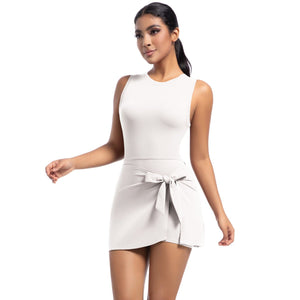 Kinetic Bloom | Backless Cooling Tennis Dress with Built - in Romper - Negative Apparel