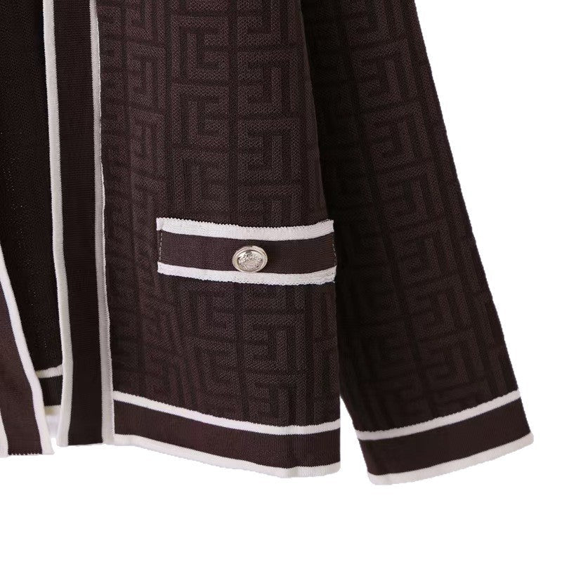 Knitted Cardigan Vest Wide Leg Pants Three - piece Set - Negative Apparel