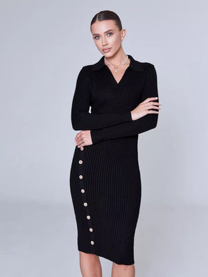 Knitted dress POLO collar bodycon dress - Negative Apparel