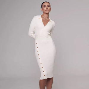 Knitted dress POLO collar bodycon dress - Negative Apparel