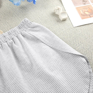 Knitted striped pajamas loose short - sleeved shorts suit - Negative Apparel