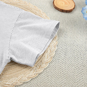 Knitted striped pajamas loose short - sleeved shorts suit - Negative Apparel