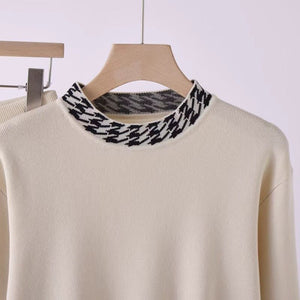 Knitted suit high waist grid color matching top two - piece set - Negative Apparel