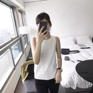 Knitted suspender vest women's spring and summer new slim - fit inner bottoming shirt sleeveless t-shirt women's design niche top - Negative Apparel