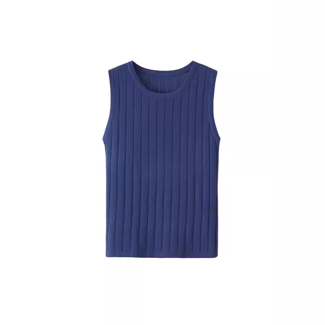 Knitted suspender vest women's spring and summer new slim - fit inner bottoming shirt sleeveless t-shirt women's design niche top - Negative Apparel
