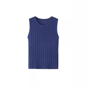 Knitted suspender vest women's spring and summer new slim - fit inner bottoming shirt sleeveless t-shirt women's design niche top - Negative Apparel